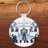 バー（ユダヤ教の）バル・ミツバー漫画by PrintedPerfection.com キーホルダー (正面)