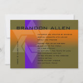 バー（ユダヤ教の）バル・ミツバー紫とオレンジ色の任意の色 招待状 (正面)