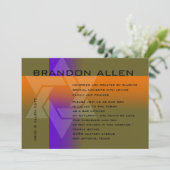 バー（ユダヤ教の）バル・ミツバー紫とオレンジ色の任意の色 招待状 (スタンド正面)