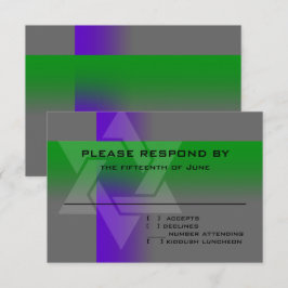 バー（ユダヤ教の）バル・ミツバー紫と緑の色 出欠カード