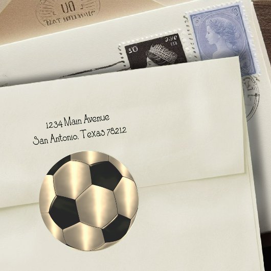 バー（ユダヤ教の）バル・ミツバー金ゴールドとブラックサッカーボールクラシックーRou ラウンドシール