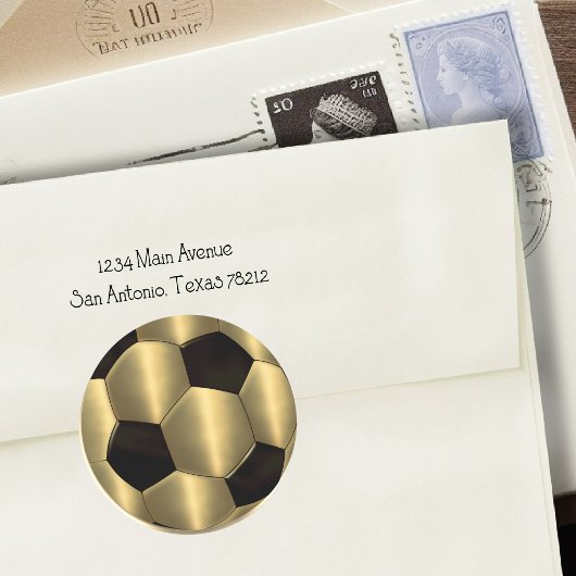 バー（ユダヤ教の）バル・ミツバー金ゴールドとブラックサッカーボール ラウンドシール