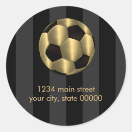 バー（ユダヤ教の）バル・ミツバー金ゴールドとブラックサッカーボール ラウンドシール