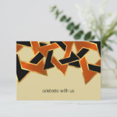 バー(ユダヤ教の)バル・ミツバー金ゴールドオレンジブラックスターオブデイビッド 招待状 (スタンド正面)