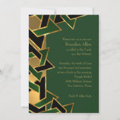 バー（ユダヤ教の）バル・ミツバー金ゴールドグリーンブラックスターオブデイビッド 招待状 (正面)