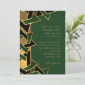 バー（ユダヤ教の）バル・ミツバー金ゴールドグリーンブラックスターオブデイビッド 招待状 (スタンド正面)