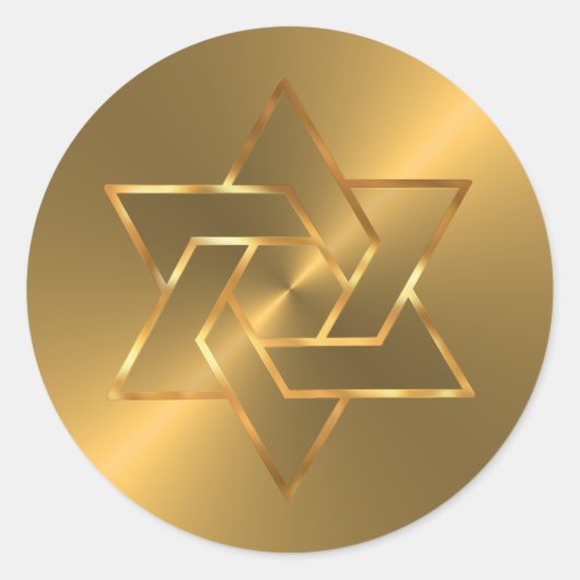 バー（ユダヤ教の）バル・ミツバー金ゴールドスターオブデイヴィッドオン金ゴールド ラウンドシール (正面)