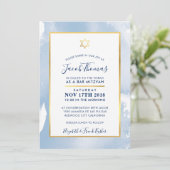 バー（ユダヤ教の）バル・ミツバー金ゴールドスター頭が切れるブルーウォーター招待状 招待状 (スタンド正面)