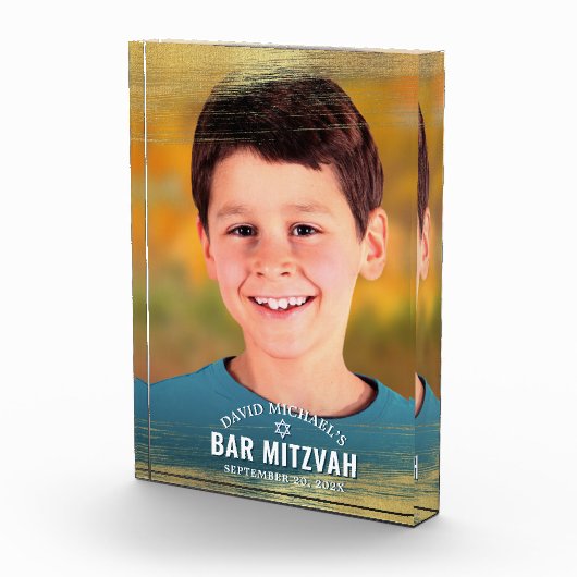 バー(ユダヤ教の)バル・ミツバー金ゴールドブはっきりしたラシモダンタイポグラフィ フォトブロック (右)