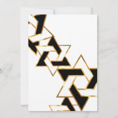 バー(ユダヤ教の)バル・ミツバー金ゴールド白黒スターオブデイビッド 招待状 (裏面)
