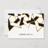 バー（ユダヤ教の）バル・ミツバー金ゴールド白黒スターオブデイビッド 招待状 (正面)