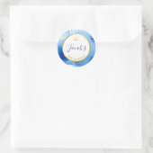 バー（ユダヤ教の）バル・ミツバー金ゴールド頭が切れる星ダークブルー ラウンドシール (バッグ)