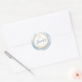 バー（ユダヤ教の）バル・ミツバー金ゴールド頭が切れる星淡い色の青色 ラウンドシール (封筒)