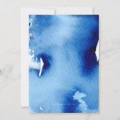 バー（ユダヤ教の）バル・ミツバー青モダン水スタイリッシュ色ヘブライ語 招待状 (裏面)