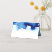 バー(ユダヤ教の)バル・ミツバー青モダン水色金ゴールドフォイルスター プレイスカード (裏面)