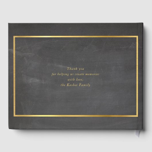 バー（ユダヤ教の）バル・ミツバー頭が切れる型金ゴールドグレーアクア ゲストブック (裏面)