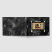 バー（ユダヤ教の）バル・ミツバー黒大理石金ゴールドスエレガントクロール ゲストブック (全面)