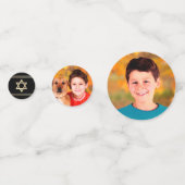 バー(ユダヤ教の)バル・ミツバー2 Photo Black金ゴールドTallitスクリプトはっきりし コンフェッティ (正面)