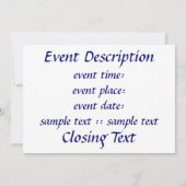 バー(ユダヤ教の)バル・ミツバー – ブライトスター 招待状 (裏面)