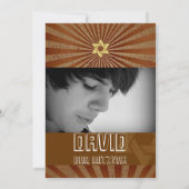 バー（ユダヤ教の）バル・ミツバー/ブラウン/金ゴールド 招待状 (裏面)