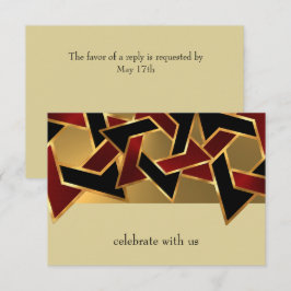 バー（ユダヤ教の）バル・ミツバー·金ゴールド·レッド·ブラック·スター·オブ·デイビッド 出欠カード