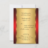 バー（ユダヤ教の）バル・ミツバーrsvp金ゴールドと赤 出欠カード (裏面)