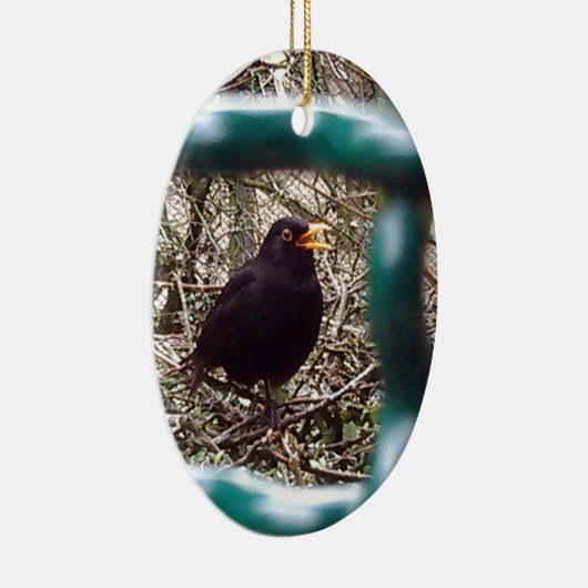 バー,動物,鳥,黒鳥の背後に黒い鳥 セラミックオーナメント (右)