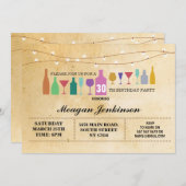 バー 誕生日パーティー カクテル ドリンク ヴィンテージ ご招待 招待状 (正面/裏面)