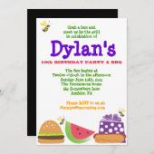 バー-B-Que誕生日のまわりにパーティの招待状 招待状 (正面/裏面)