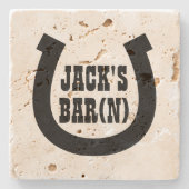 バー(n)用ラッキーホースシューズのロゴドリンクコースター ストーンコースター (正面)