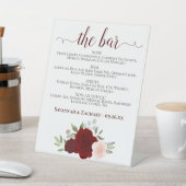バー- Red & Pink Roses Drinks Menu 結婚's 台座サイン (インサイチュ)