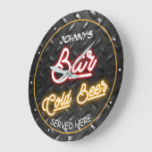 バーAny Nameネオンダフェイクイヤモンドプレートレッド金ゴールド ラージ壁時計 (傾斜)