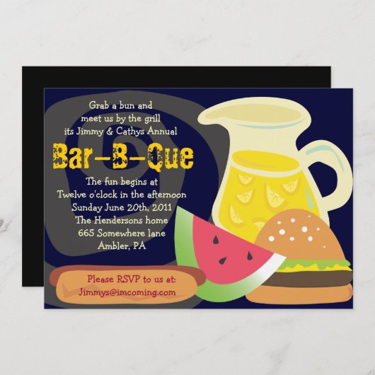 バーB Queの夏のパーティの招待状 招待状 (正面/裏面)