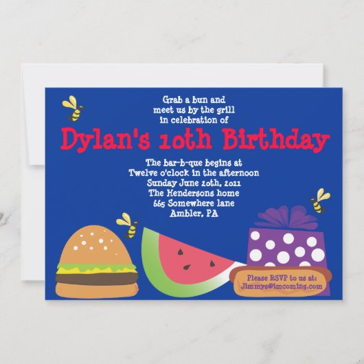 バーB Queの誕生日ののまわりにのパーティの招待状 招待状 (正面)