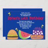 バーB Queの誕生日ののまわりにのパーティの招待状 招待状 (正面/裏面)