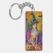 バ不気味センジハロウィーン魔女とカボチャ キーホルダー (正面左)