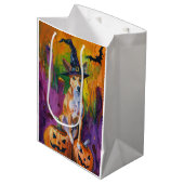 バ不気味センジハロウィーン魔女とカボチャ ミディアムペーパーバッグ (正面アングル)