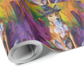 バ不気味センジハロウィーン魔女とカボチャ ラッピングペーパー (ロールコーナー)