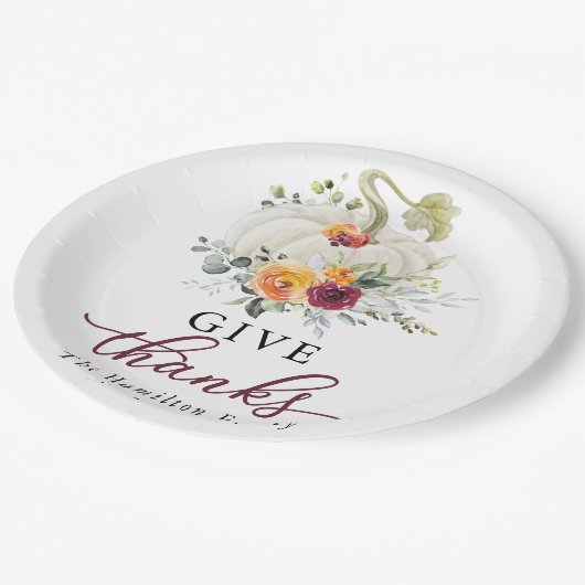 バ与えルグ感謝していンディフローラカボチャ感謝祭 ペーパープレート (アングル)