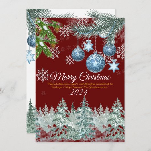 バ伝統的ルガン素朴ディ冬クリスマス シーズンカード (正面/裏面)