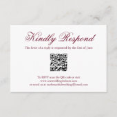 バ伝統的ルフォーマルグンディQRコー結婚ド 出欠カード (正面)