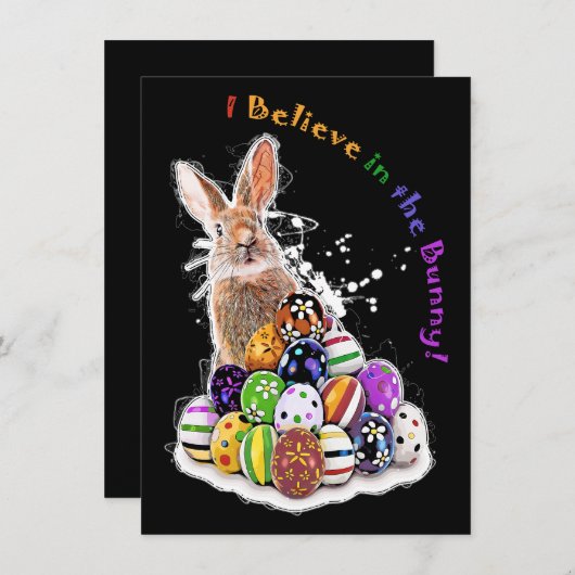 バ信じニーに!イースターバニーエッグ ノートカード (正面/裏面)
