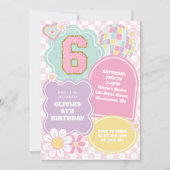 バ名門私立校風のルシティパステルパッチ6誕生日 招待状 (正面)