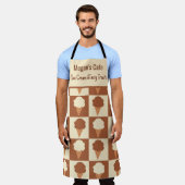 バ市松模様にニラチョコレートアイスクリーム名前をカスタムする エプロン (着用した状態)