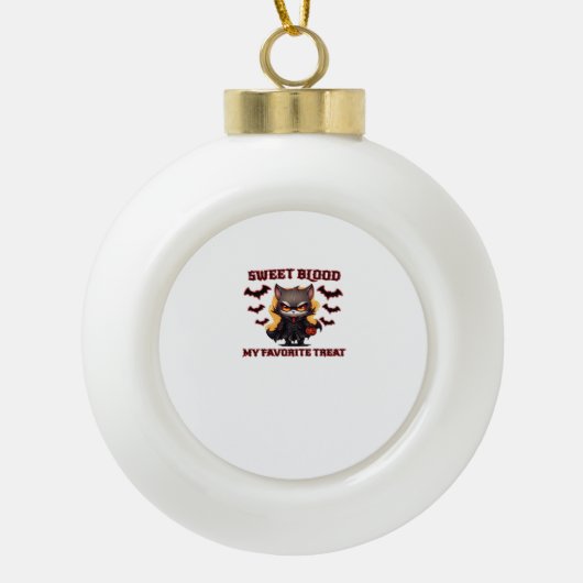 バ怒ンパイア猫クレイブハロウィーンの血 セラミックボールオーナメント (正面)