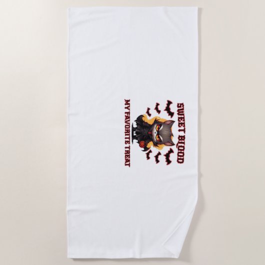 バ怒ンパイア猫クレイブハロウィーンの血 ビーチタオル (正面)