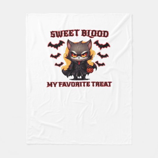 バ怒ンパイア猫クレイブハロウィーンの血 フリースブランケット (正面)