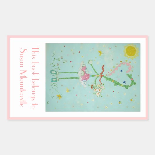 バ恋しく思ンタイン蔵書票 長方形シール (正面)