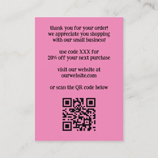 バ感謝していンチおもしろいー注文QRありがとう 名刺 (裏面)