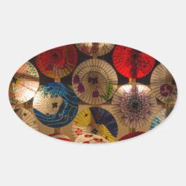 バ日本のンブレラ日本のスタイル 楕円形シール